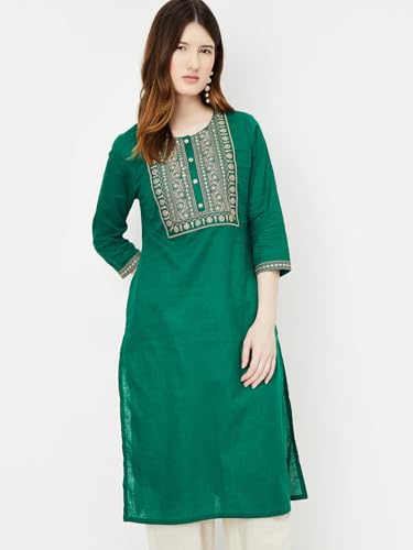 Image of Max Women's Cotton Blend Regular Fit Casual Kurta