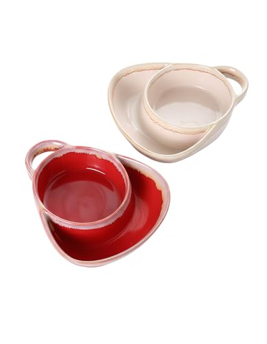 Retro Stoneware Soup and Sandwich Bowl Combo Set 4 Assorted Colors