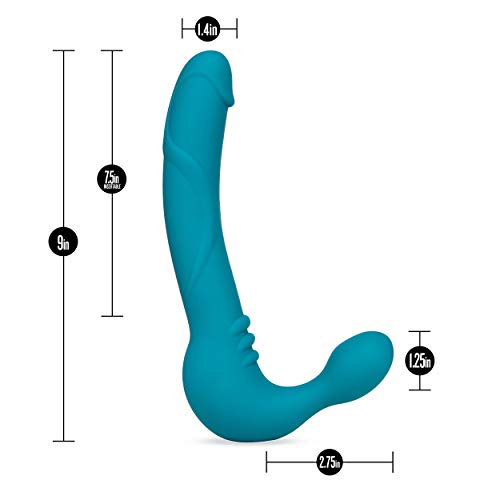 Blush Temptasia Luna Strapless Strap On Silicone Dildo, Double Ended Vibrating Dildo, Sex Toys For Women, Teal #TOP4