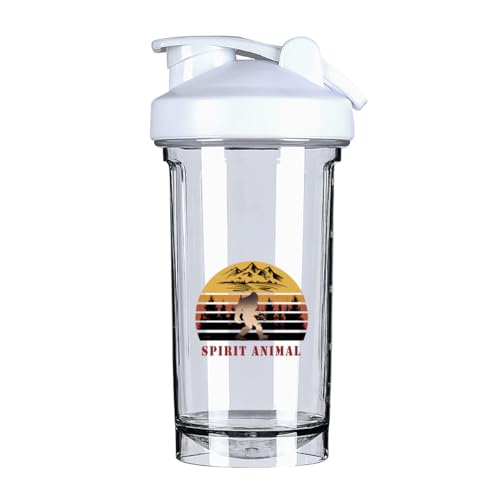 Sasquatch Bigfoot is My Spirit Animal 1 18 Ounce Shaker Bottle Drink Mixer Leak-proof Pre Workout Protein Shakes Meal Replacement Shakes Bottles 500ML/18 Oz White