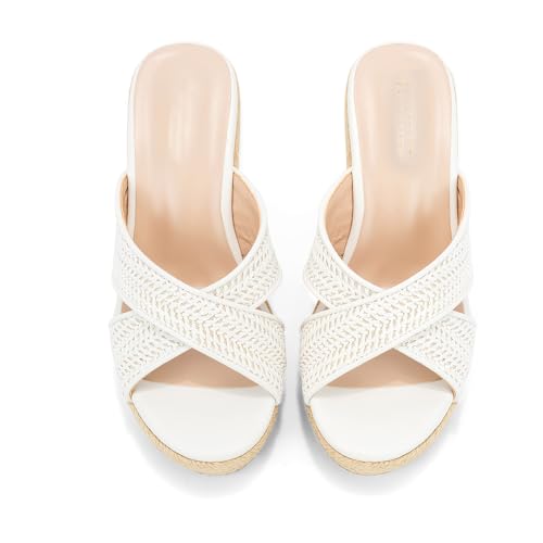 Women's Wedge Slides -Sandals - espadrilles raffia sandals -summer Open Toe platform Slip On high heel casual sandals beach comfortable slippers3