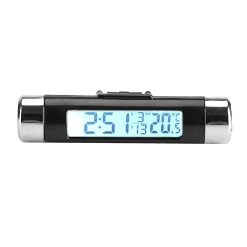 Generic Reloj Automotriz Digital con Retroiluminación, Termómetro LCD y Diseño de Clip para Conductores de Automóviles, Pantalla Clara, Perfecto para Camiones y Sedanes (Fondo blanco)