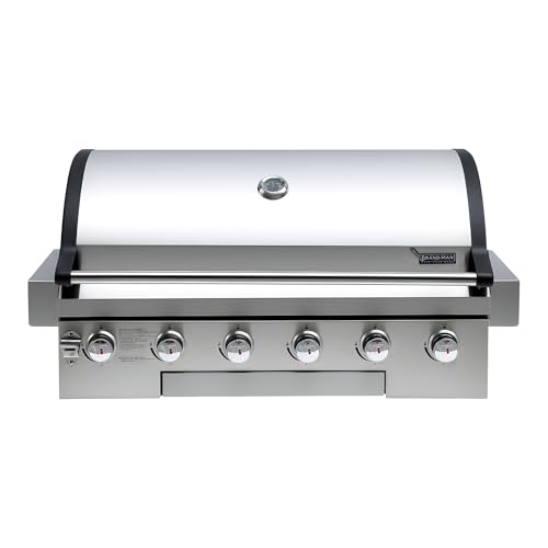 Flintex 40 Inch Built-in BBQ Gas Grill (NG/LPG Convertible), 6-Burner Outdoor Kitchen Gas/Propane Grill with Griddle Combo, Stainless Steel Built-in Outdoor BBQ Grill for Outdoor Kitchen