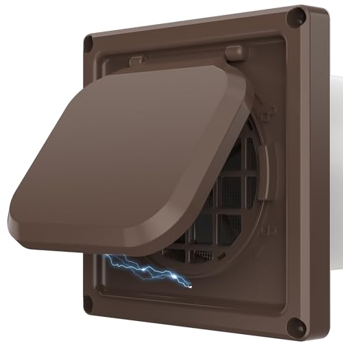 Dryer Vent Cover Outside 4 inch Magnetic Door Design Durable Airflow Vent with Lint Trap Screen Thickened Material 6 inch x 6 inch Size Brown