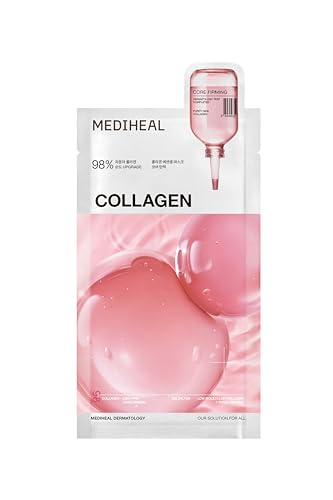 Image of MEDIHEAL Collagen Essential Sheet Mask (1 Sheet) Firming & Hydrating Korean Face Mask with 98% Vegan Collagen, Peptides & Hyaluronic Acid, Skin Elasticity, K-Beauty Facial Mask for Smooth & Plump Skin