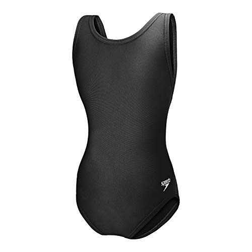 Traje de baño de una pieza negro para natación con licra de alta resistencia PowerFLEX.