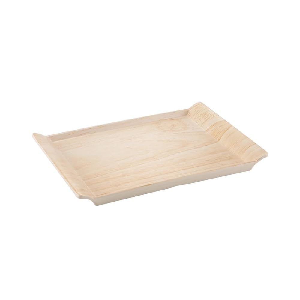 HPTHLY Serving Tray Household Fruit Bread Tray Rectangular Imitation Wood Grain Plastic Tea Tray Commercial Barbecue Tray Dessert Juice Tray Decorative Tray