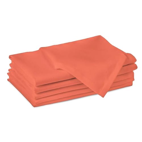 Encasa XO Cotton Cloth Napkins | Set of 6 | Size 43x43cm | Solid Deep Coral | Machine Washable