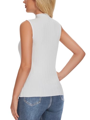 Women Sleeveless Mock Neck Sweater Tops Casual Knit Tank Fashion Slim Fit Trendy Lightweight Pullover2