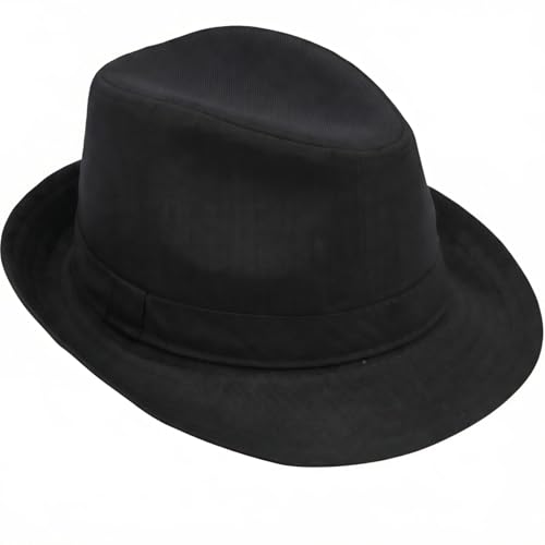 Soffpjy 20s Men Fedora Hat Accessories 1920s Men Costume Short Brim (US Numeric 7 1/2 7 5/8 Black)