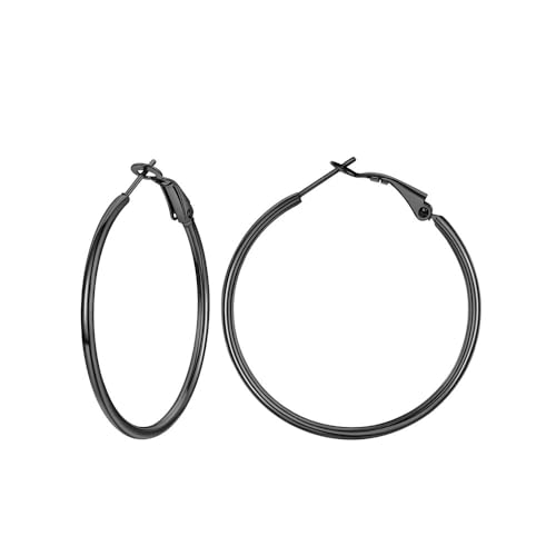 PROSTEEL Chunky Hoop Earrings for Women, 316L Stainless Steel Large Hoop, Minimalist And Chic Jewelry, 14K Gold/Silver/Black, Hypoallergenic for Sensi