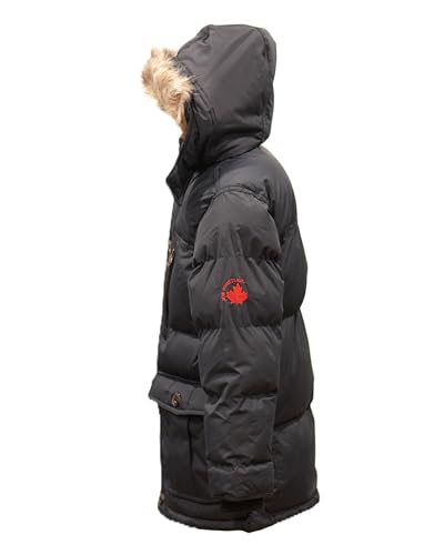 Image of Base Camp Parka Puffer for Boys Heavy Puffer Winter Jacket with Hood and Removable Faux Fur
