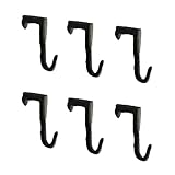 Rustic State Spur Under Cabinet Cast Iron Utility Hooks - Under Shelf Coat Hanger - Ceiling Mount Plant Hanger - Railroad Spike Design Rack with Hammered Effect - Black - Set of 6