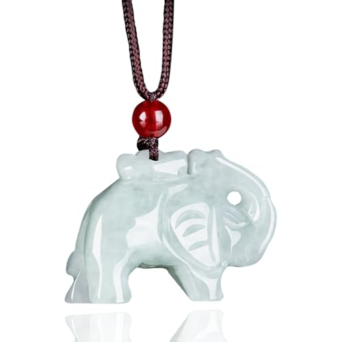 Amulette en jade naturel éléphant contre le stress quotidien collier mixte sculpté main