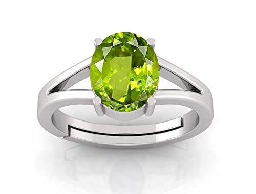 Bague Réglable Vert Péridot Gemme 4.60 Carats s'ajustant à tous les doigts