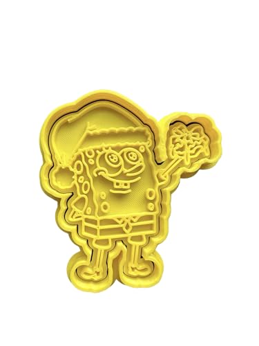 The Cookie Cutter Hub Cortador de galletas de Navidad con diseño de Bob Esponja y relieve a juego para galletas, galletas, decoración de arcilla