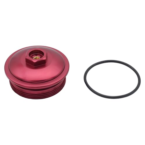 3C3Z-9G270-AA Aluminum Fuel Filter Cap for 2004-2010 Ford E-350 E-450 Excursion 2003-2007 Ford F-250 F-350 F-450 F-550 Super Duty 6.0L 7.3L 904-209 (Red)