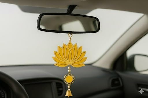 MH Villa Car Hanging Accessories Interior - Elegant Dream Catcher for Car - Charm for Auto Decor - Stylish Handmade Ornament for Rear View Mirror Decoration - Design (Lotus Yellow -01)-image-27