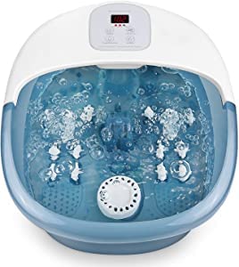 Foot Spa Massager with 14 Massage Rollers, Foot Bath Pedicure Tub with Digital Temperature Control and Heating Function, Bubbles and Vibration, Relax Tired Feet, Home Office Use