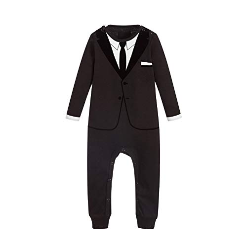 The Tiny Universe Baby Boy Tuxedo Onesie Suit & Tie - Baby Romper, Formal Body Suit, Jumpsuit Gentleman Outfit2