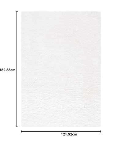 Image of Plain Shaggy Rugs and Carpet for Home and Floor Mats 4x6 Feet White Color