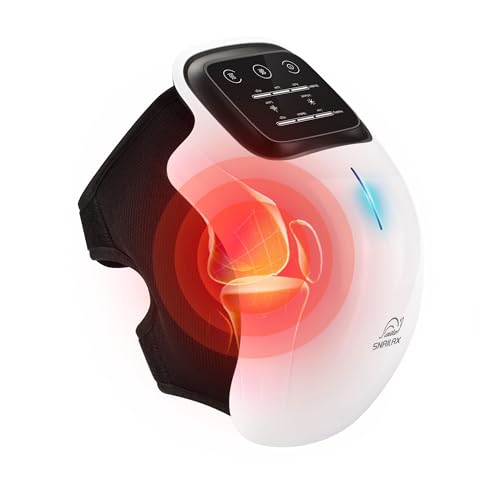 Snailax kabelloses Rotlicht-Kniemassagegerät mit Wärme für Arthritis Schwellungen Steifheit Knie-Massagege mit 3 Temperaturen|3 Vibrationsmassage-Modi|Laser-& Infrarotfunktion|LED-Display|Starke Akku