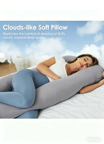 Image of ZZZhen Pregnancy Pillow for Sleeping, G Shaped Maternity Pillow - 56 Inch with Grey Microfiber Removable Cover, Multi- Use and Support Back, Hips, Legs, Belly for Pregnant Women Sleeping