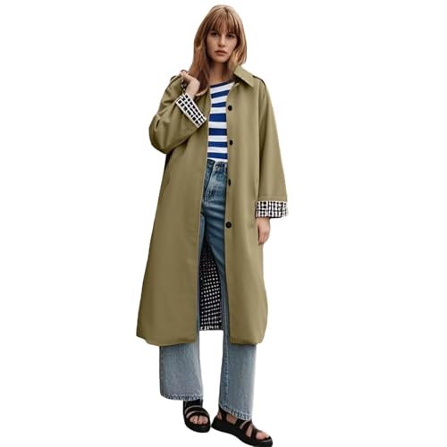 Trench long élégant femme col montant veste grandes tailles