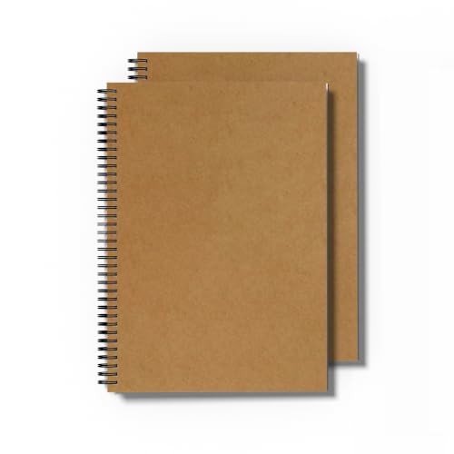 Image of PaperO A4 Square Grid Notebook | 5mm Graph Paper | 100 Pages | 8.5 x 11 Inches | Kraft Cover Journal for Architects, Designers, Engineers, Math & Technical Drawing | (Blank Grid-Pack of 2)