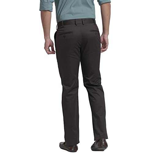 Image of Park Avenue Men's Pure Cotton Solid Pattern Super Slim Fit Flat Front Formal Chinos