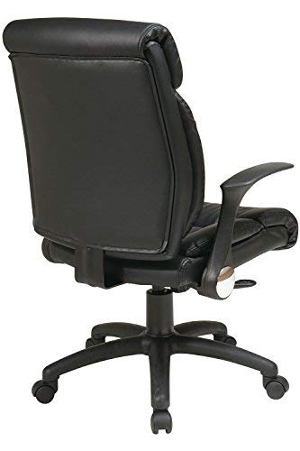 Office Star Fl Series Faux Leather Manager's Adjustable Office Chair With Flip Arms And Heavy Duty Base, Black #TOP4