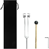 128Hz Tuning Fork for Healing, Healing Instrument, Aluminum Alloy Tuning Fork with Silicone Hammer and Bag, Sound Healing Therapy Tool Set, for Meditation and Therapy (Silver) ﻿ - Image 1