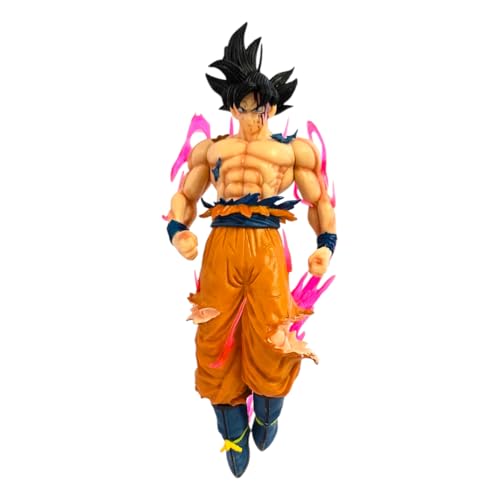 Image of Mayatra's Dragon Ball Super Ultra Instinct Goku Action Figure, Collectible Anime Character Model, Orange Combat Outfit with Pink Aura Effect