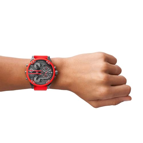 Diesel Stainless Steel Analog Gray Dial Men Watch-Dz7370, Red Band