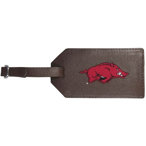 Sangle de bagage Arkansas Razorbacks en cuir véritable Siskiyou de qualité supérieure