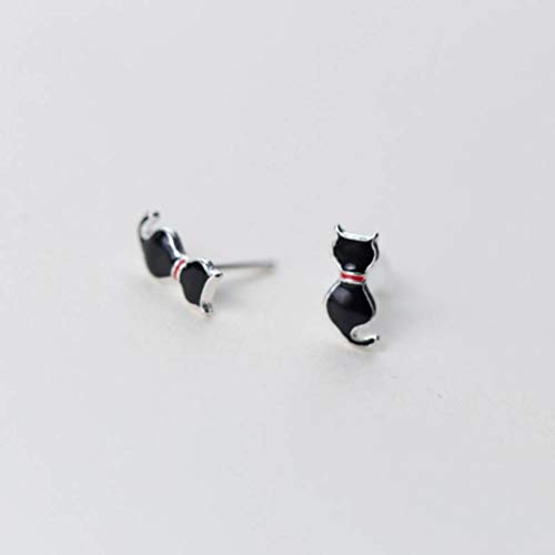 Boucles d'oreilles chat noir S925 style coréen pour vos tenues de bureau