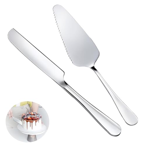 GVSS 1 Ensemble de Serveur et Couteau Gateau de Mariage 23cm, Ensemble de Coupe de Gateau en Acier Inoxydable pour Mariage,Pelle a Gateau pour Mariages,Anniversaires et Fêtes