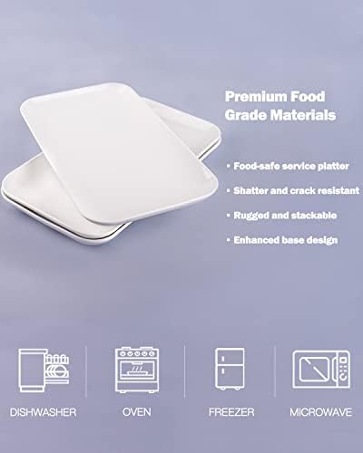 Large Serving Platter Set - Delling 16in White Rectangular Serving/Salad Plates - Big Serving Trays for Parties Meat, Sushi, Dinner Plate Oven Safe Dinnerware Set of 3