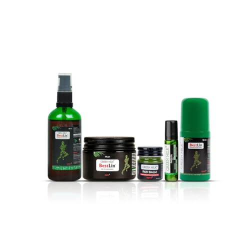 Image of Green Milk BestLin Pain Relief Combo Pack | Ayurvedic Gel, Oil, Balm, Roll-On & Spray, 5-in-1 Pack