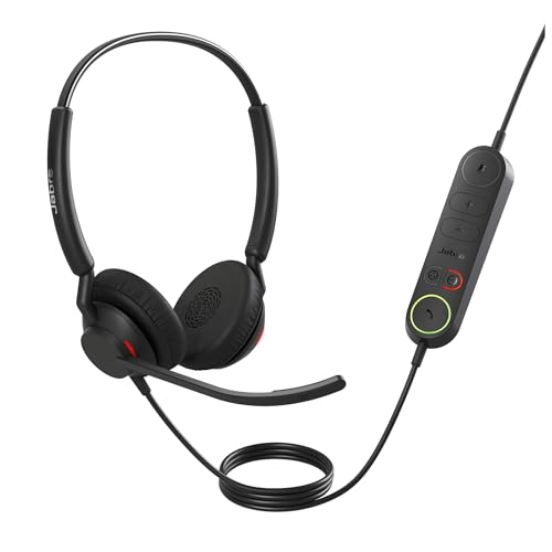 Image of Jabra Engage 40 Wired Stereo Headset - Advanced Noise Cancelling Microphones UC Cert - On Ear Headphones with Mic - Inline Call Controller - ClearVoice for Crystal Clear Calls Impressive Audio USB A