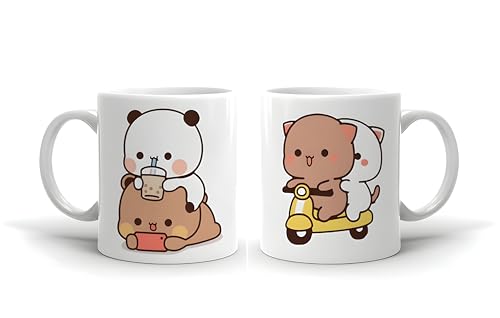Image of Bhavya Lifestyles Bubu Dudu Printed Coffee Mug Birthday Gift for Boyfriend, Girlfriend, Friends Kids with Glossy Finish and Vibrant Print (Drinking Scooter Combo Set of 2)
