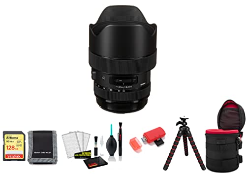 Sigma (�V�O�}) 14-24mm f/2.8 DG HSM �A�[�g�����Y Canon EF 212954�p 128GB�������[�J�[�h+�O�r+�t�B���^�[�L�b�g�ȂǕt��