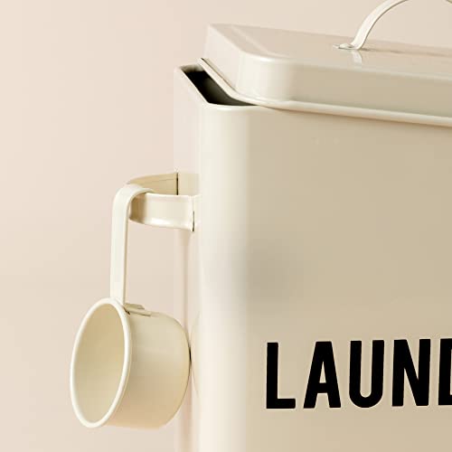 La Jolie Muse Laundry Detergent Powder Storage Tin Box, Farmhouse Laundry Room Decor, 9 Inch High, Cream #TOP4