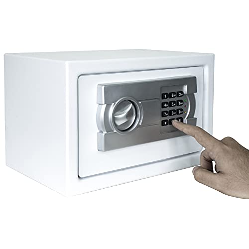 Cofre Eletrônico Digital Aço Senha E Chave, EW200D, Casa Liba (Branco)