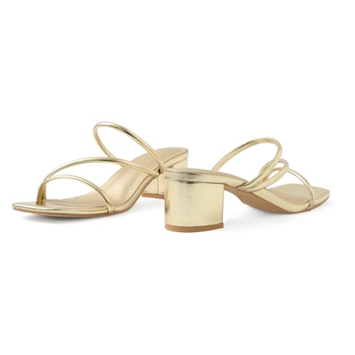 Image of Shoe'N Tale Strappy Heels For Women Low Chunky Block Heel Heeled Sandals Square Open Toe Slip On Slides Mules