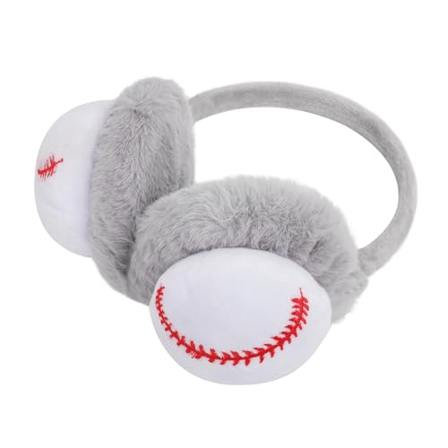 Image of JIAHG Boys Girls Cute Cartoon Football Winter Warm Earmuffs Soft Faux Fur Ear Warmers Kids Outdoor Thermal Plush Ear Muffs