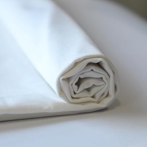 Image of 100% Cotton Duck Fabric by The Yard - Heavy Duty Canvas Cloth for Upholstery, Curtains, Bags, Crafts & Home Decor Size 62 inch- Available in Yellow, White, Natural & Blue (White, 10 Metre)