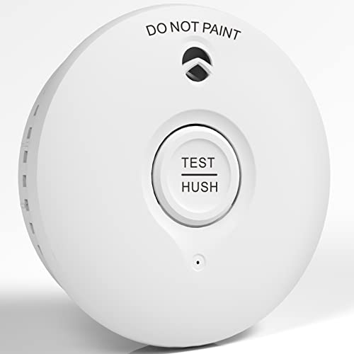 Detector de Humo Batería de 10 años | Alarma de Incendio para el Hogar Detector de Incendio con Función de Silenciamiento y Autotest Sensor Fotoeléctrico, Q-Certificado DIN EN14604,1pc Cover