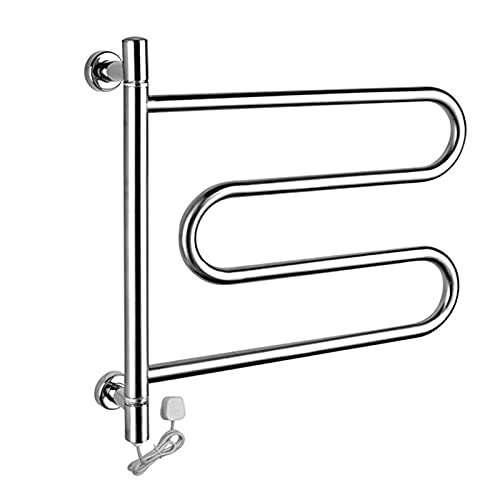 Calentador de Toallas Eléctrico de Pared Giratorio 180° en Acero Inoxidable para Baño