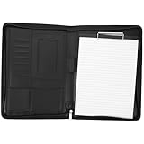 STOBOK 1 Set Folder Zipper Bag Zippered Padfolio Portfolio Binder Travel Organizer Pouch Document Organizer Bag Padfolio with Zipper Planner Binder Zipper Folder Pu，， Black